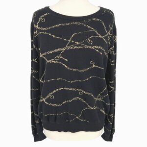Jaclyn Smith Collection Womens Black Gold Metallic Sweater Size XL NWT
